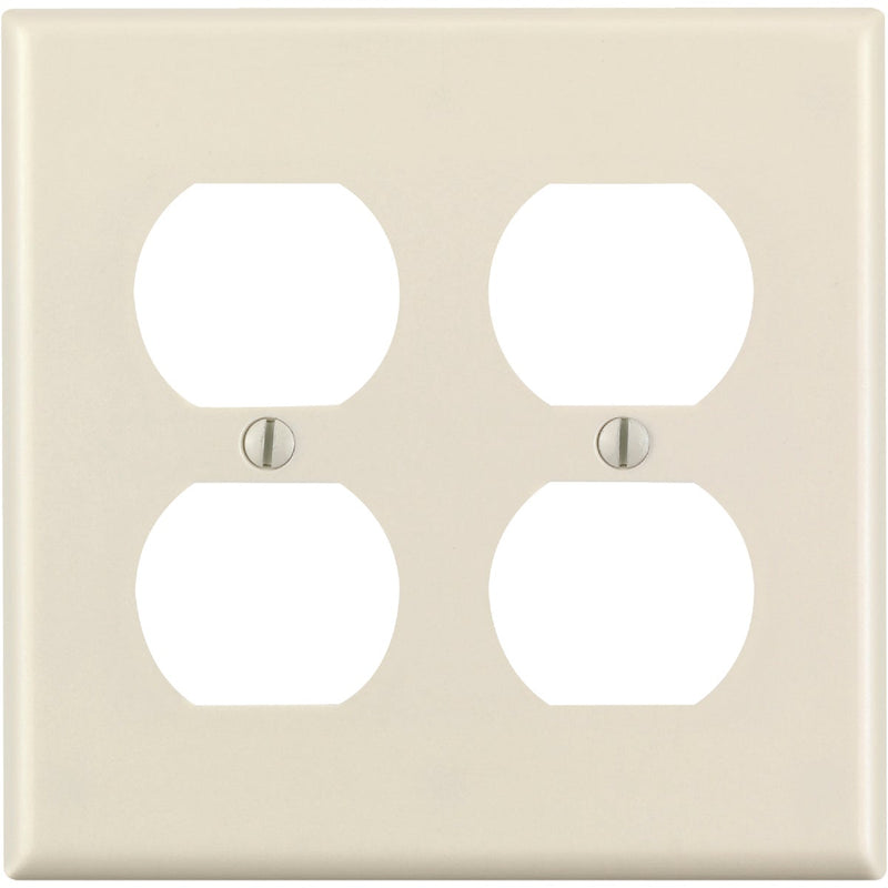 Leviton 2-Gang Smooth Plastic Outlet Wall Plate, Light Almond