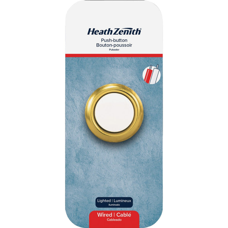 Heath Zenith Wired Gold Round LED Lighted Doorbell Push-Button