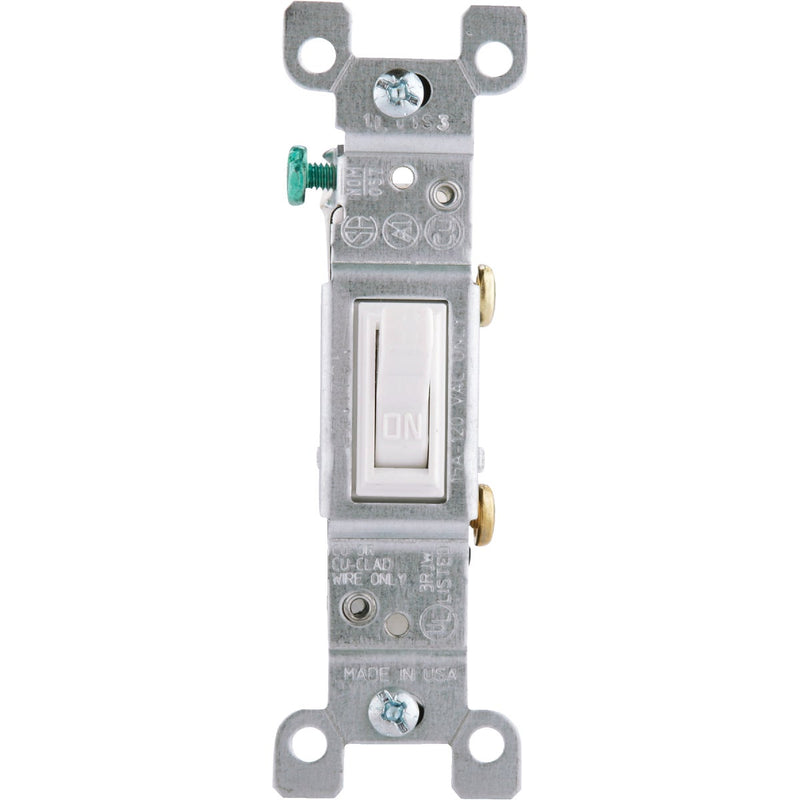 Leviton Residential Grade 15 Amp Toggle Single Pole Grounded Switch, White