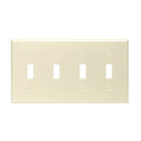 Leviton 4-Gang Plastic Toggle Switch Wall Plate, Ivory