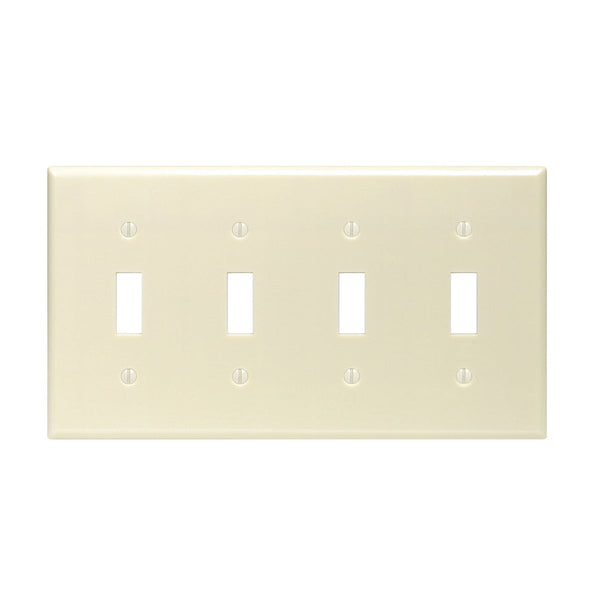 Leviton 4-Gang Plastic Toggle Switch Wall Plate, Ivory