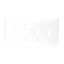Leviton 4-Gang Plastic Toggle Switch Wall Plate, White