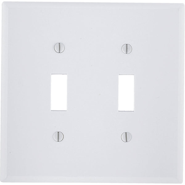 Leviton 2-Gang Smooth Plastic Mid-Way Toggle Switch Wall Plate, White