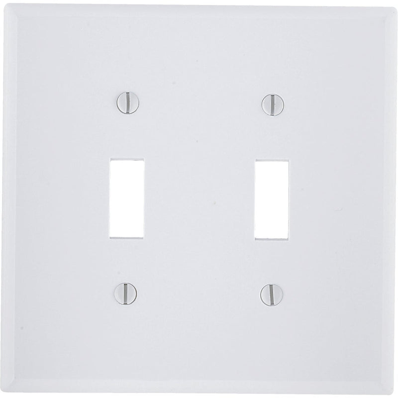 Leviton 2-Gang Smooth Plastic Mid-Way Toggle Switch Wall Plate, White