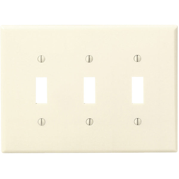 Leviton 3-Gang Smooth Plastic Mid-Way Toggle Switch Wall Plate, Ivory