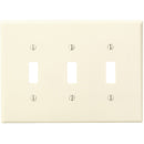 Leviton 3-Gang Smooth Plastic Mid-Way Toggle Switch Wall Plate, Ivory