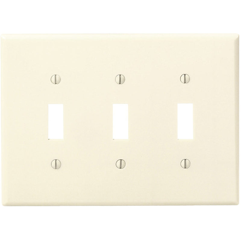 Leviton 3-Gang Smooth Plastic Mid-Way Toggle Switch Wall Plate, Ivory