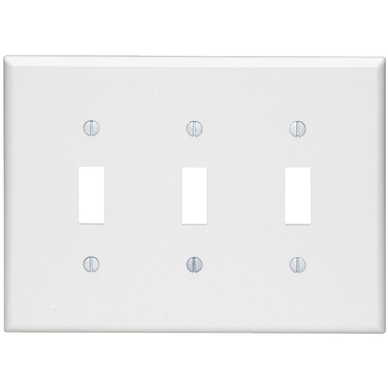 Leviton 3-Gang Smooth Plastic Mid-Way Toggle Switch Wall Plate, White