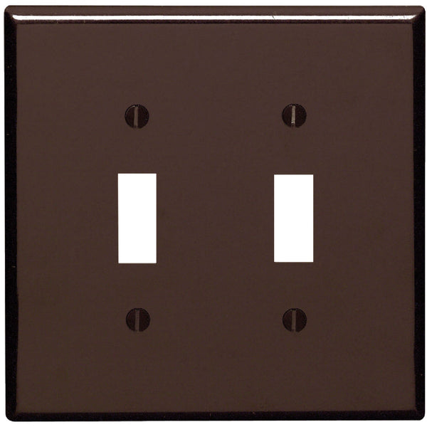 Leviton 2-Gang Plastic Oversized Toggle Switch Wall Plate, Brown