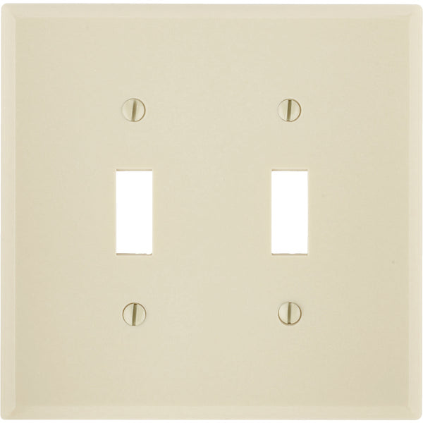 Leviton 2-Gang Plastic Oversized Toggle Switch Wall Plate, Ivory