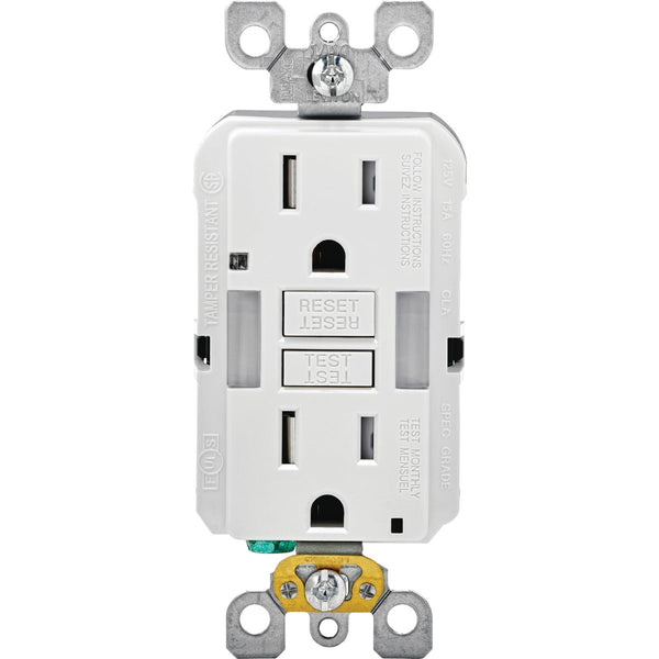 Leviton SmartLockPro Self-Test 15A White Tamper Resistant 5-15R GFCI Outlet