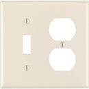 Leviton 2-Gang Plastic Single Toggle/Duplex Outlet Wall Plate, Light Almond