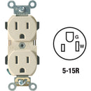 Leviton 15A Ivory Industrial Grade 5-15R Duplex Outlet