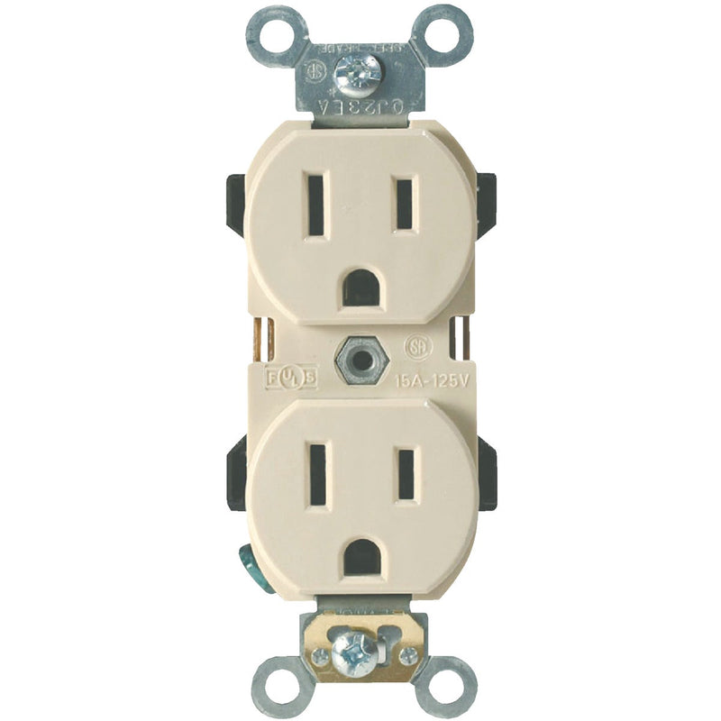 Leviton 15A Ivory Industrial Grade 5-15R Duplex Outlet