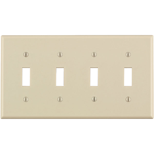 Leviton 4-Gang Plastic Toggle Switch Wall Plate, Light Almond