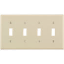Leviton 4-Gang Plastic Toggle Switch Wall Plate, Light Almond