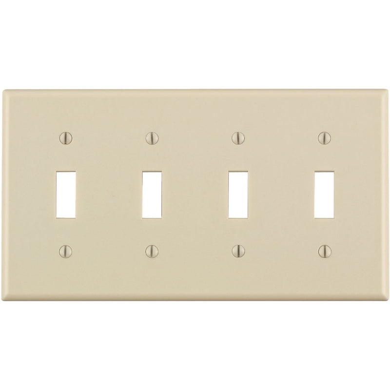 Leviton 4-Gang Plastic Toggle Switch Wall Plate, Light Almond