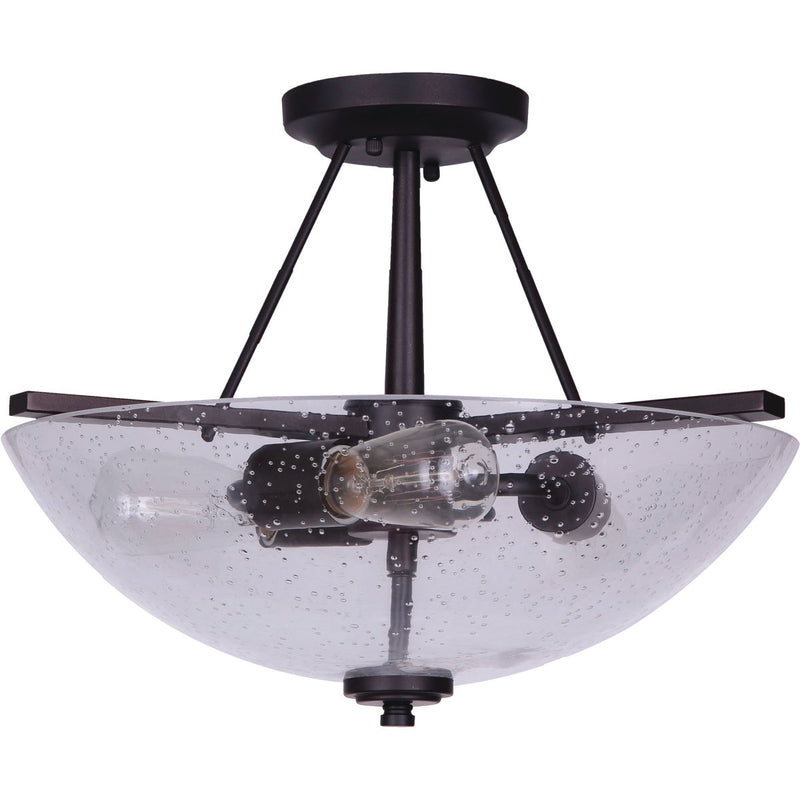 Home Impressions 15 In. Oil Rubbed Bronze Semi-Flush Mount Ceiling Light Fixture, Seeded Glass