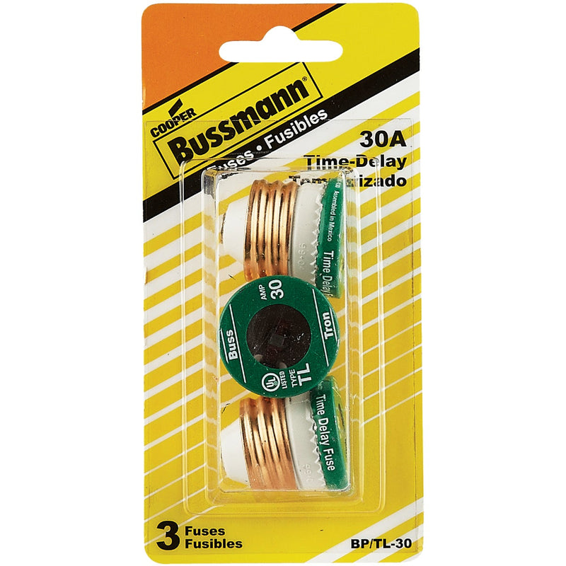 Bussmann 30A BP/TL Time-Delay Plug Fuse (3-Pack)