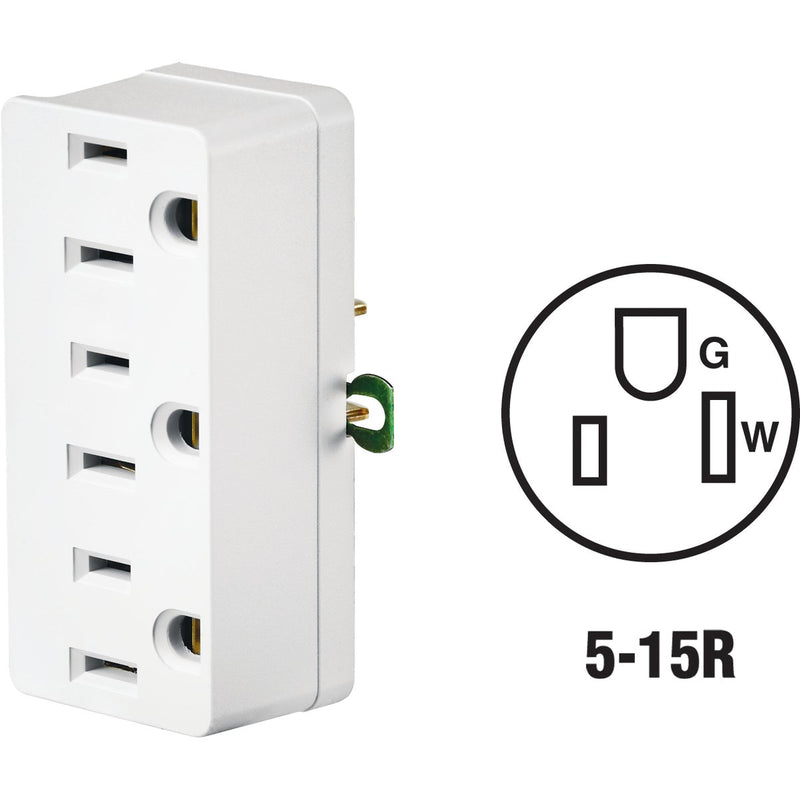 Leviton White 15A 3-Outlet Tap