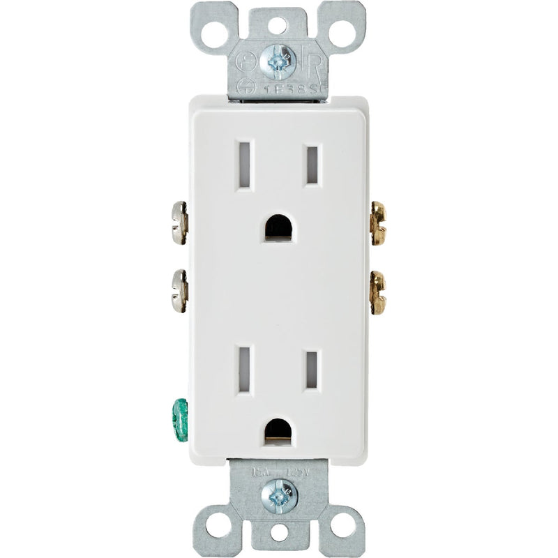 Leviton Decora 15A White Tamper Resistant 5-15R Duplex Outlet