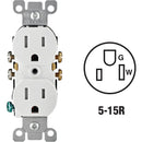 Leviton 15A White Tamper Resistant 5-15R Duplex Outlet