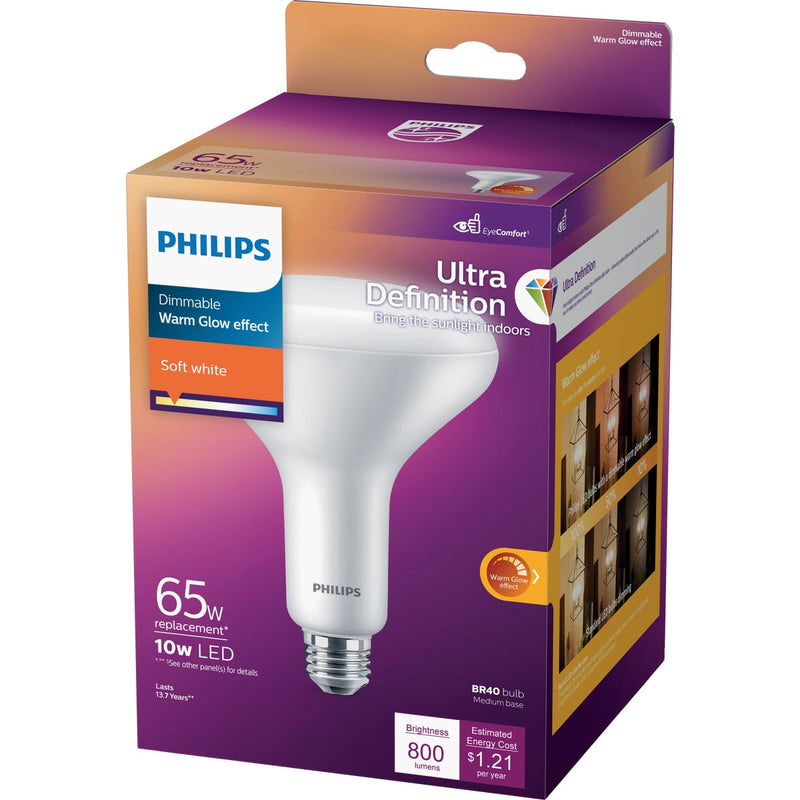 Philips Warm Glow Ultra Definition 65W Equivalent Soft White BR40 Medium Dimmable LED Floodlight Light Bulb