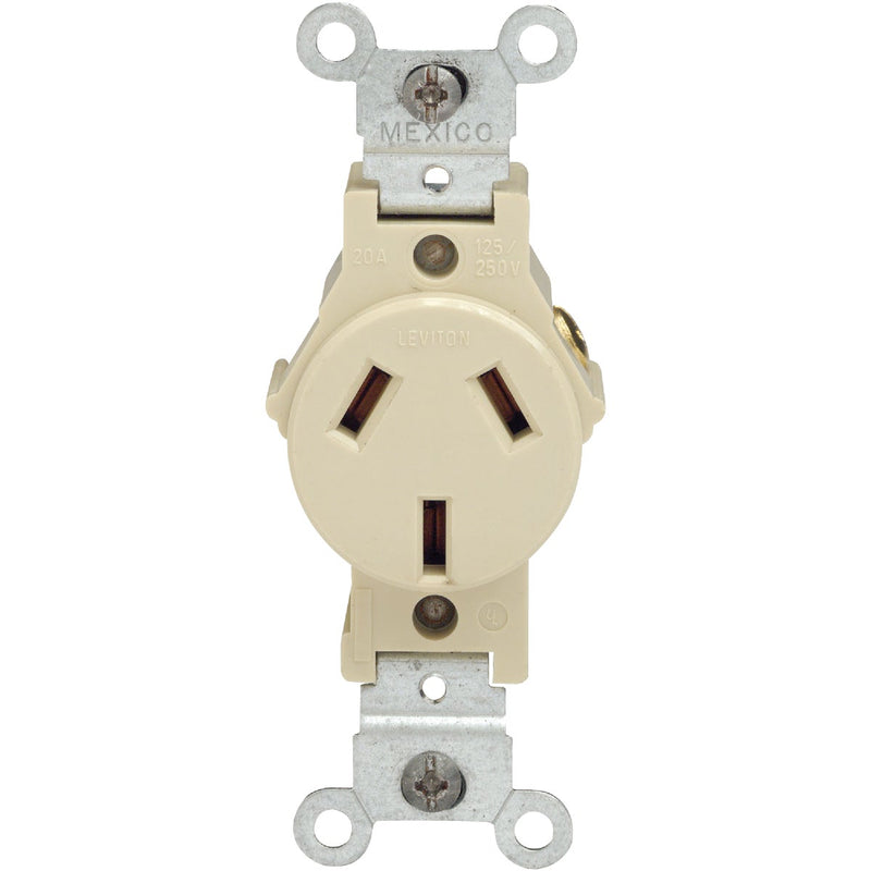 Leviton 20A Ivory Commercial Grade 10-20R Non-Grounding Single Outlet