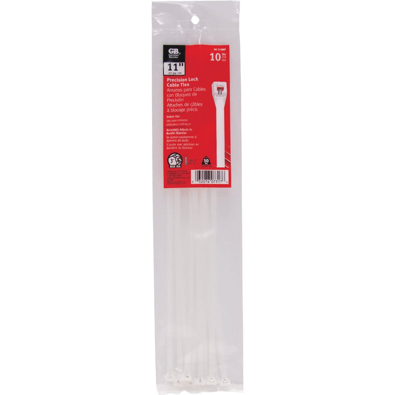 Gardner Bender Precision Lock 11 In. Natural Color Nylon Metal Pawl Cable Tie (10-Pack)