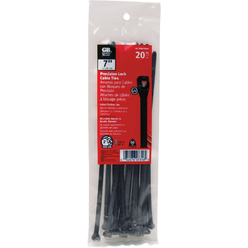 Gardner Bender Precision Lock 7 In. Black Nylon Metal Pawl Cable Tie (20-Pack)