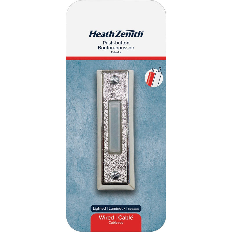 Heath Zenith Wired Silver Plastic LED Lighted Doorbell Push-Button