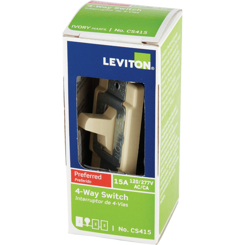 Leviton Commercial 15A Ivory Grounded Quiet 4-Way Switch