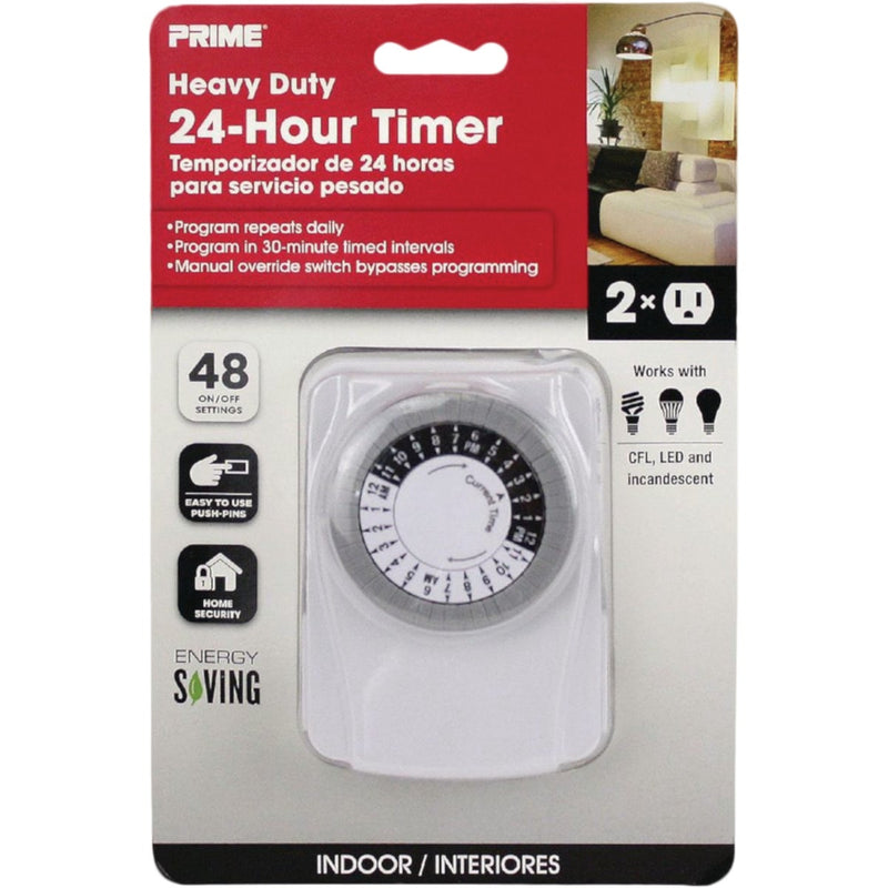 Prime 125V Indoor 24 Hr. Heavy-Duty Electromechanical Timer