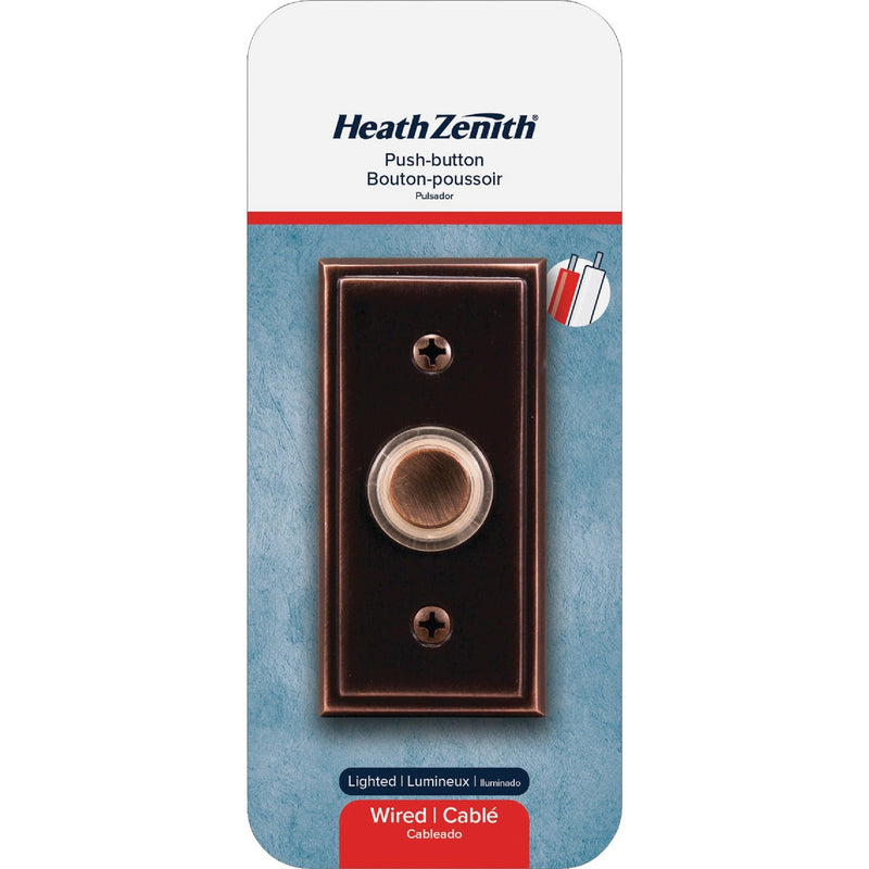 Heath Zenith Wired Oil Rubbed Bronze Metal Body LED Lighted Doorbell Push-Button