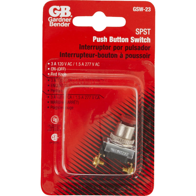 Gardner Bender Red Single Pole Push-Button Switch