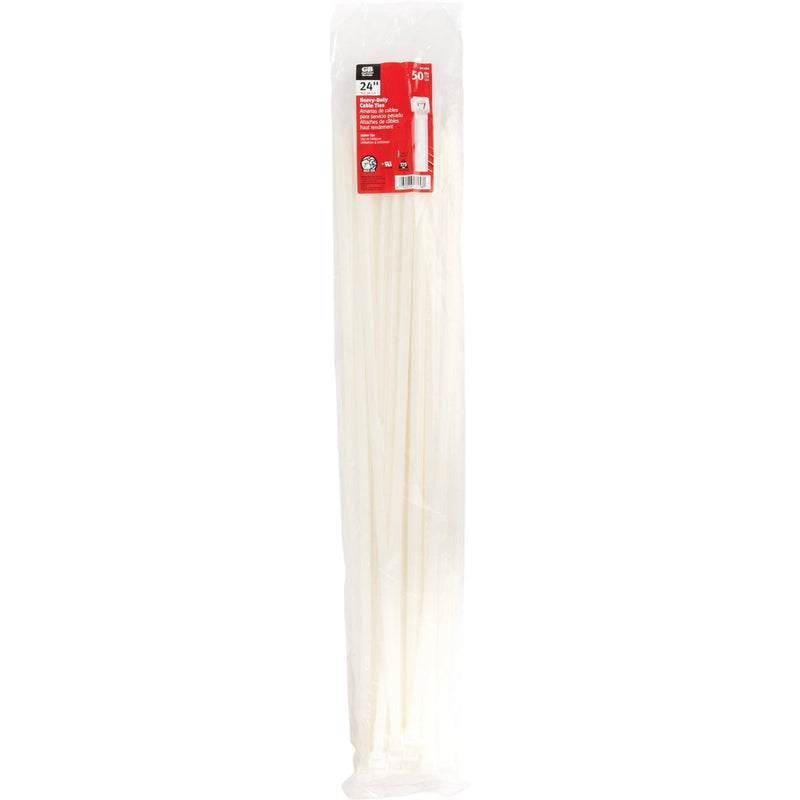 Gardner Bender 24 In. x 0.35 In. Natural Color Heavy-Duty Nylon Cable Tie (50-Pack)