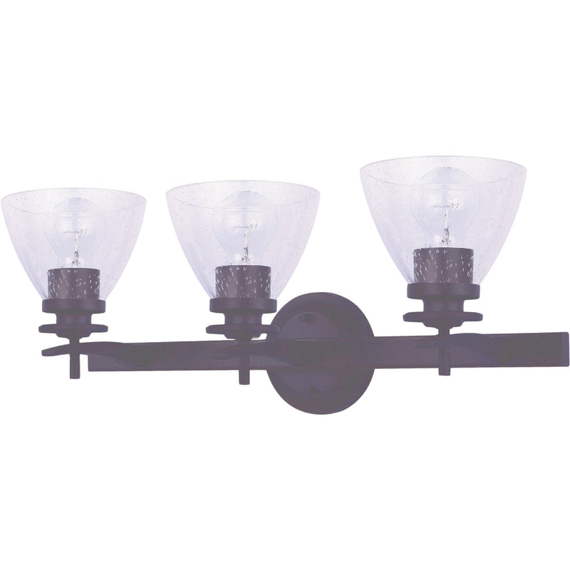 Home Impressions 3-Bulb Oil Rubbed Bronze Vanity Bath Light Fixture, Seeded Glass