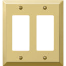 Amerelle 2-Gang Stamped Steel Rocker Decorator Wall Plate, Polished Brass
