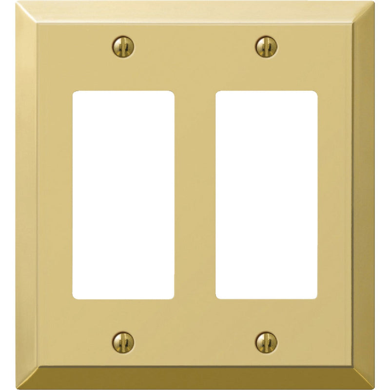 Amerelle 2-Gang Stamped Steel Rocker Decorator Wall Plate, Polished Brass