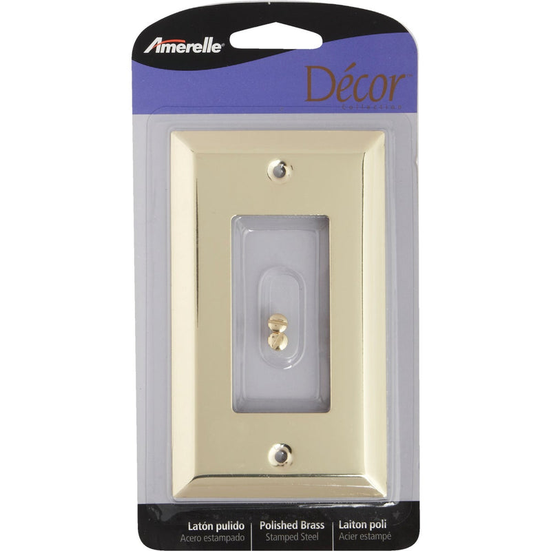 Amerelle 1-Gang Stamped Steel Rocker Decorator Wall Plate, Polished Brass