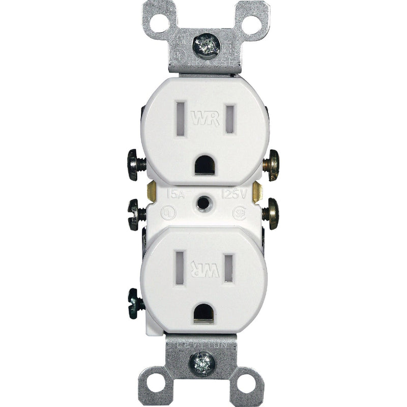 Leviton 15A White Tamper & Weather Resistant Residential Grade 5-15R Duplex Outlet