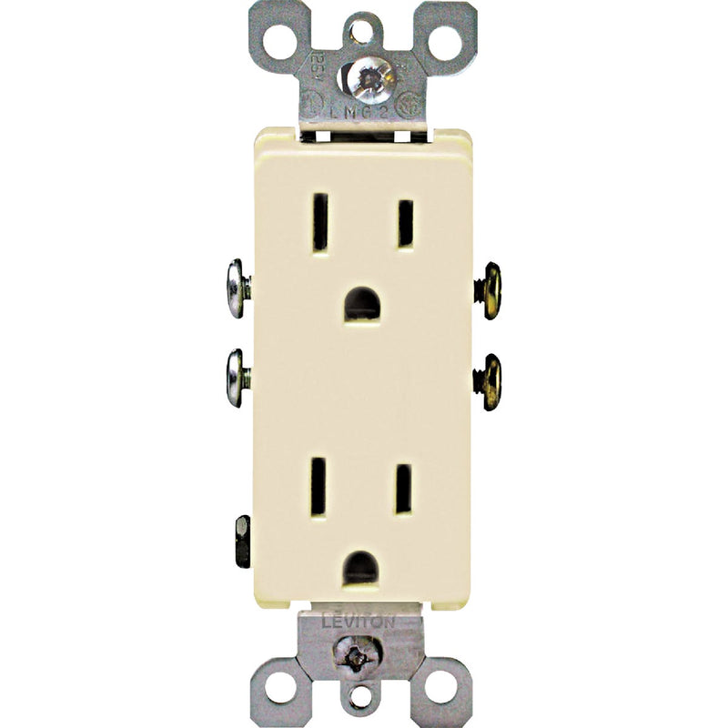 Leviton Decora 15A Ivory Residential Grade 5-15R Duplex Outlet