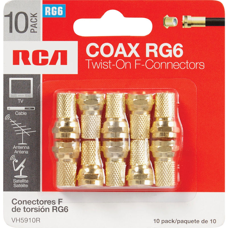 RCA RG6 Twist-On Coaxial F-Connector (10-Pack)