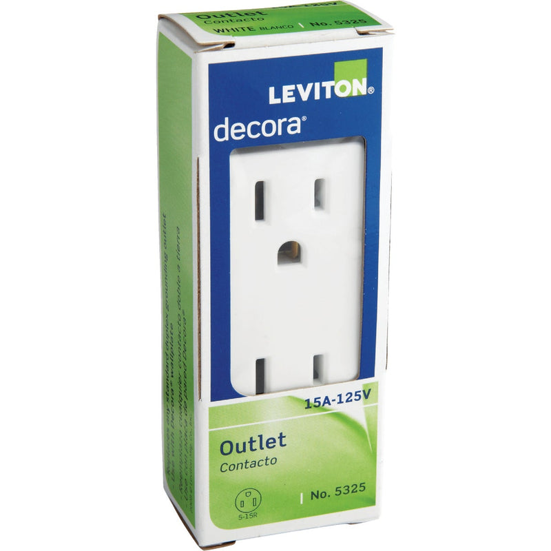 Leviton Decora 15A White Residential Grade 5-15R Duplex Outlet