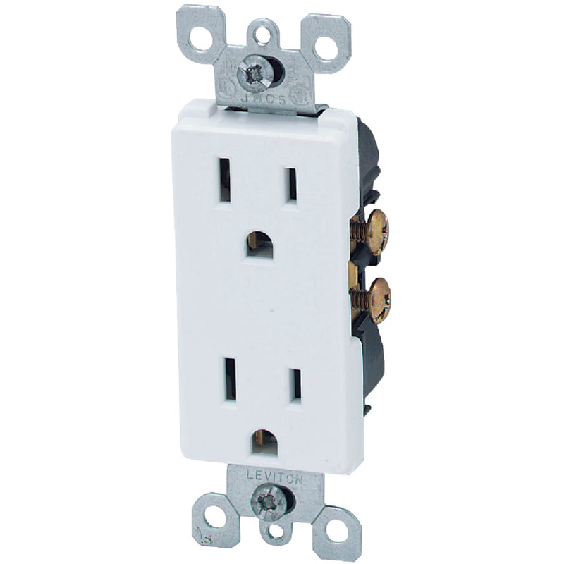 Leviton Decora 15A White Residential Grade 5-15R Duplex Outlet