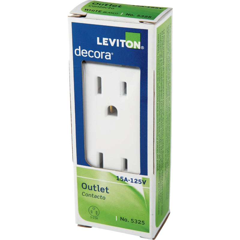 Leviton Decora 15A White Residential Grade 5-15R Duplex Outlet