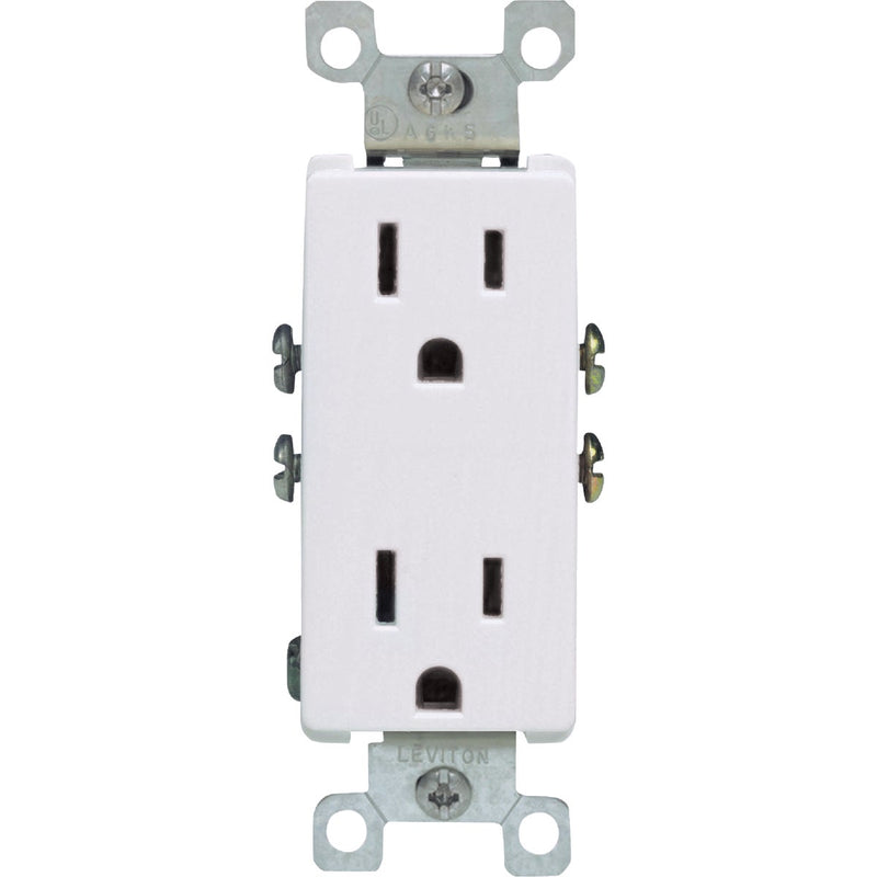 Leviton Decora 15A White Residential Grade 5-15R Duplex Outlet