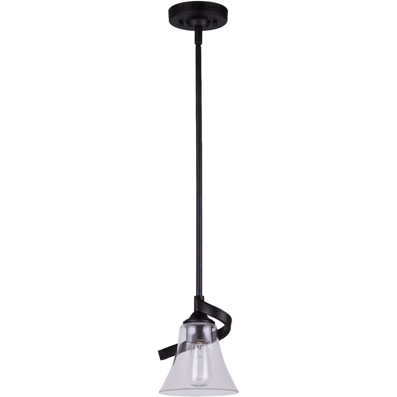 Home Impressions 1-Bulb Oil Rubbed Bronze Incandescent Rod Pendant Light Fixture, Clear Glass