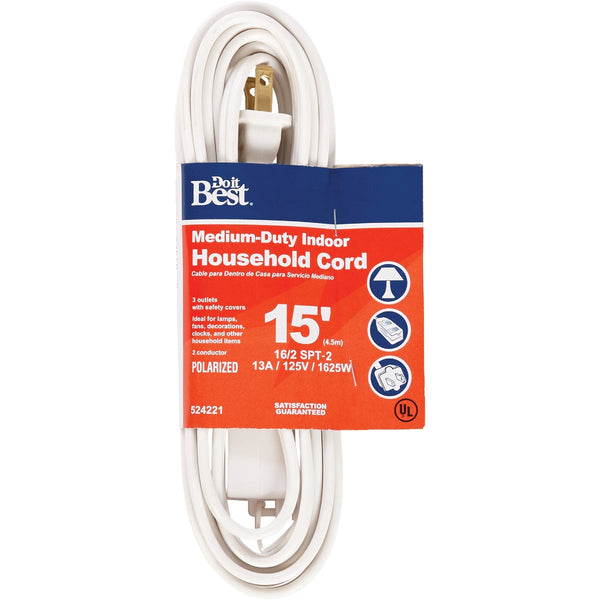 Do it Best 15 Ft. 16/2 White Cube Tap Extension Cord