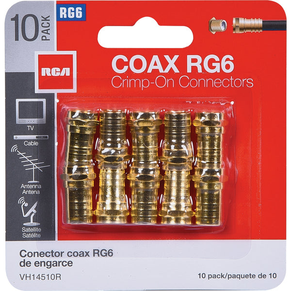 RCA RG6 Crimp-On Coaxial F-Connector (10-Pack)